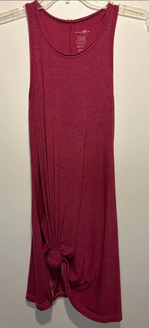 Natural Life Crew Neck Sleeveless Maroon Knot Front Tunic Mini Dress Size XS thumbnail 1