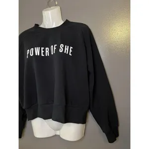 Athleta Sweatshirt Womens Medium Black Power Of She Fleece Raglan Pullover thumbnail 4