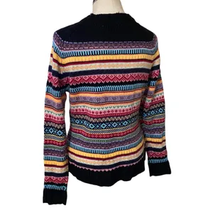 Vintage Sweater Striped Patterned Knit Fair Isle Pullover Crewneck size medium thumbnail 2