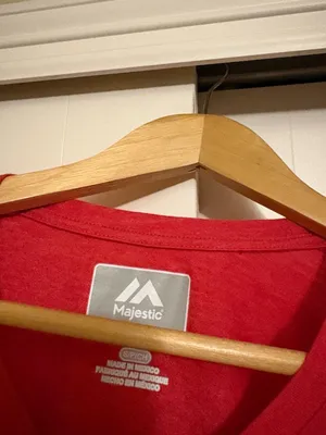 Washington Nationals T Shirt Red Women's Small Majestic 3/4 Striped Sleeves thumbnail 2