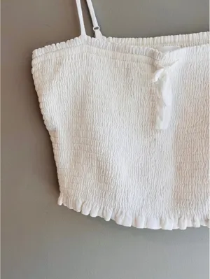 Wilfred Aritzia White Smocked Tank Cropped thumbnail 2