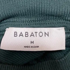 Aritzia Babaton Green Short Sleeve Ribbed Knit Mock Neck Sweater Crop Top Size M thumbnail 3