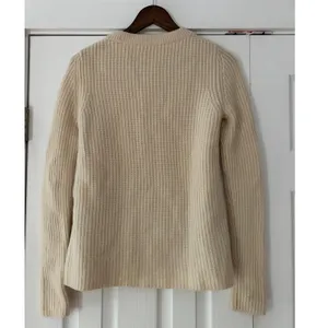 Theory Womens Wool Cashmere Ribbed Knit Crewneck Sweater‎ Cream Ivory Size M thumbnail 4