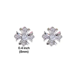 8mm CZ Cross Stud Earrings for Men Women Streetwear Hip Hop Punk Unisex Style thumbnail 5