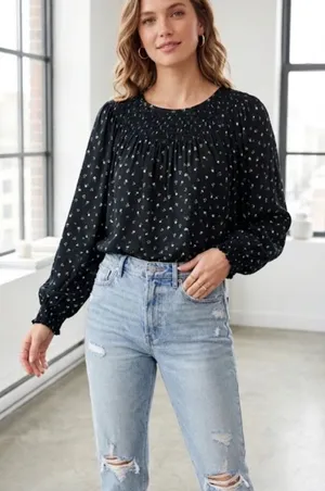 Sonoma Dark Floral Oversized Sleeve Top Size XXL thumbnail 1