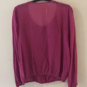 A’Reve Magenta‎ Lace Front Peasant Blouse Sheer Cotton Boho Medium thumbnail 7