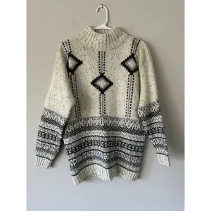 Fabrizio Vintage Wool Blend Grandpa Nordic Fair Isle Mock Neck Sweater Size M thumbnail 9
