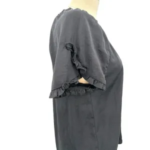 Current Air Los‎ Angeles Black Ruffle Short Sleeve Blouse Size Small thumbnail 6