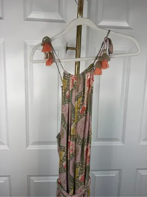 Easel Size L Boho Paisley Wide Leg Tassel Jumpsuit NWOT thumbnail 10