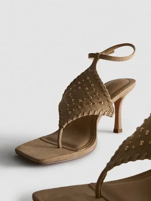 Primark Studded Tan Suede Ankle-Strap Heeled Sandals thumbnail 5