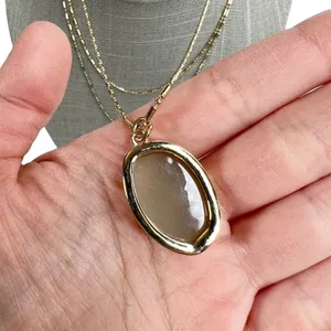 Baublebar Oval Druzy Gold Tone Multi Chain Layered Necklace thumbnail 4