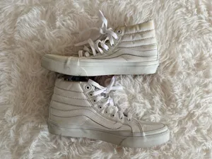 Vans Sk8-Hi White Canvas High Top Sneakers Women's Size 7 thumbnail 4
