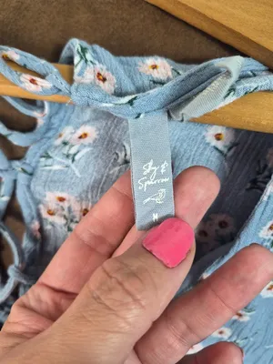 Sky & Sparrow Blue Floral Crop Top thumbnail 8