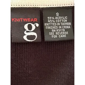 G Knitwear Contrast Trim Cardigan Blazer Black White Small thumbnail 4