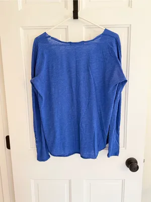 We The Free Blue Long‎ Sleeve Scoop Neck Snap Sleeve Tee XS thumbnail 2