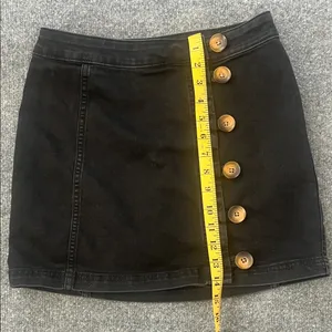 Free People Black Denim Button Front Mini Skirt Size 2 thumbnail 9