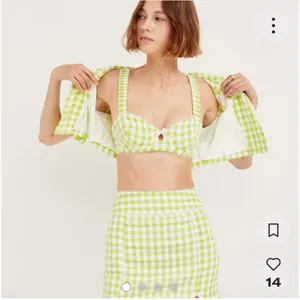 For Love & Lemons Maureen Bralette Top Green‎ Gingham Print S $148 thumbnail 5