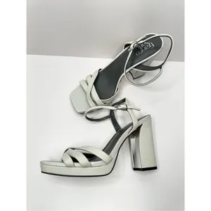 Franco Sarto Sandals Size 10 Gray Leather Ankle Strap‎ Open Toe Block Heel thumbnail 5