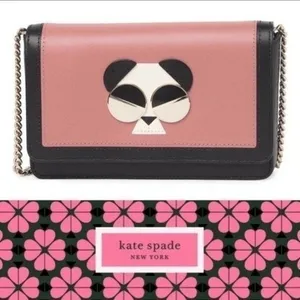 Kate‎ Spade Gentle Panda Crossbody Leather Wallet Bag, Pink/Black, NWT thumbnail 3