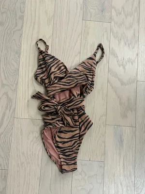 Aerie Tiger Print Wrap One-Piece Cutout Swimsuit thumbnail 11
