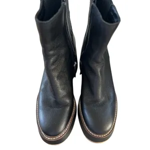 Dolce Vita Hilde Black Leather Platform Zip Up Ankle Moto Boot thumbnail 3