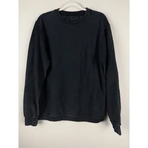 Royce Comfy Corded Top Sweatshirt Women's Small Thumb Holes Black‎ Minimalist thumbnail 3