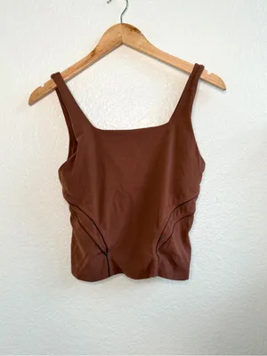 Lululemon Nulu and Mesh Back Shelf-Bra Yoga Tank Top 8 Brown thumbnail 4