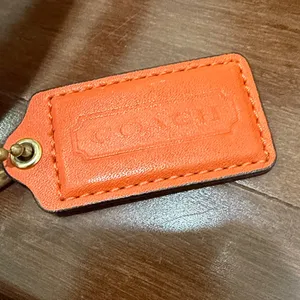 Coach Cashin-Carry Bright Orange Leather Tag Tote Bag thumbnail 4