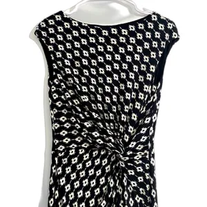 Lauren‎ Ralph Lauren Twist Front Sheath Dress Black White Geometric Chic Size 6 thumbnail 2