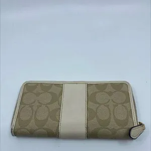 Coach Signature C Zip Around Beige Cream Coated Canvas Wallet thumbnail 2