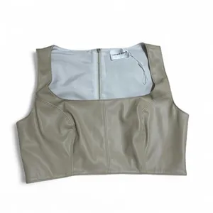 Source Unknown Lavender Brown tan faux leather corset top thumbnail 4