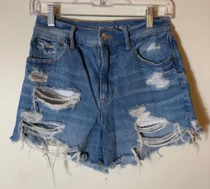 American Eagle Highest Rise Boyfriend Denim Shorts‎ Distressed Size 2 thumbnail 1