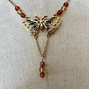 Cookie Lee butterfly beaded pendant necklace thumbnail 2