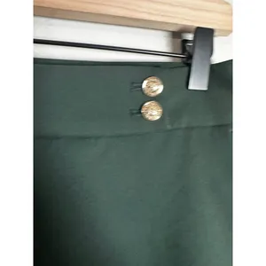 Rachel Zoe Hunter Green Slim Ankle Trousers Gold Button High Rise Pants 6‎ thumbnail 3