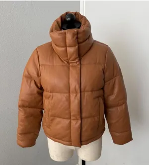Abercrombie & Fitch vegan leather mini puffer jacket - size S thumbnail 1