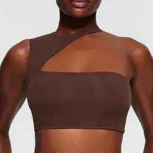NWT Skims Size XXS Cocoa Brown Fits Everybody Cut Out Super Cropped Top SOLD OUT thumbnail 3