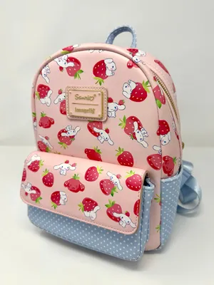 Loungefly Cinnamoroll Strawberry‎ Allover Print Mini Backpack Excellent Blue Dot thumbnail 1