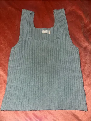 John Galt Square Neck Cropped Ribbed Sweater Tank thumbnail 2