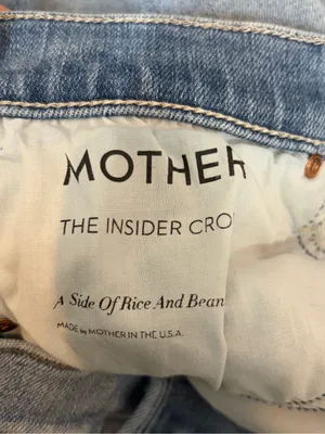 Mother denim the insider cropped a side of beans blue straight leg jeans sz 27 thumbnail 15