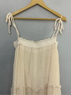 Altar'd State Cream Tiered Tie-Strap Maxi Dress Size Large thumbnail 2
