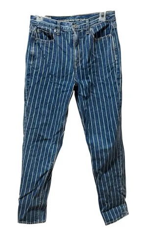 American‎ Eagle Pinstripe Mom Jeans Womens 4 Blue Excellent High Rise Striped thumbnail 1