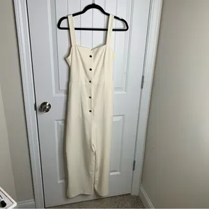 Zara white‎ belted jumpsuit size medium minimalist vacation summer thumbnail 3
