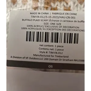 Timberland Plaid Scarf Women OS Brown NWT T101808 231 Knit Logo Patch thumbnail 4