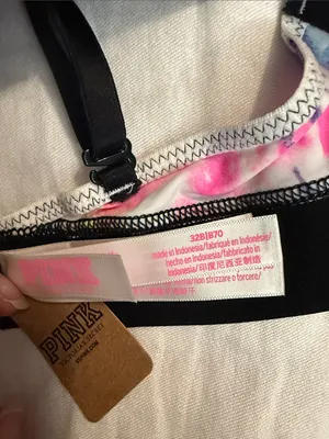 PINK Victoria's Secret Multicolor Tie-Dye Wireless Bra with Black Band thumbnail 4