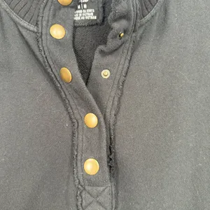 Aerie M Oh Snap Weekend Henley Mockneck Sweatshirt Oversized Relaxed Fit Black thumbnail 5
