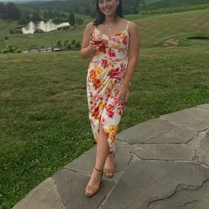Great Jones Floral Midi Slip Dress SIZE 14 Cocktail Cotton Ruched Designer $250 thumbnail 7