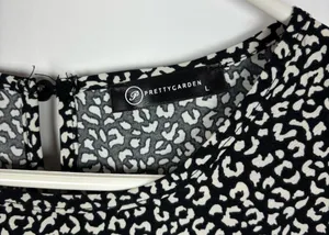 Pretty Garden Dress Size Large Black White Cheetah Print Tiered Maxi thumbnail 4