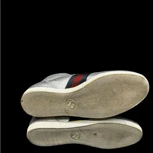 Gucci Glitter Web High Top Sneakers Women EU 38 Silver Designer Shoes Italy thumbnail 8