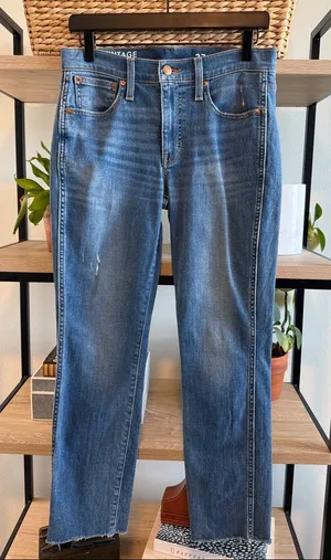 J. Crew Mid-Rise Vintage Slim Straight Raw Hem Ankle Jeans, 27 thumbnail 1