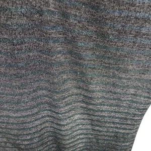 Arden B Blue Gray Striped Shimmery One Long Puff Sleeve Bodycon Mini‎ Dress Sz L thumbnail 3